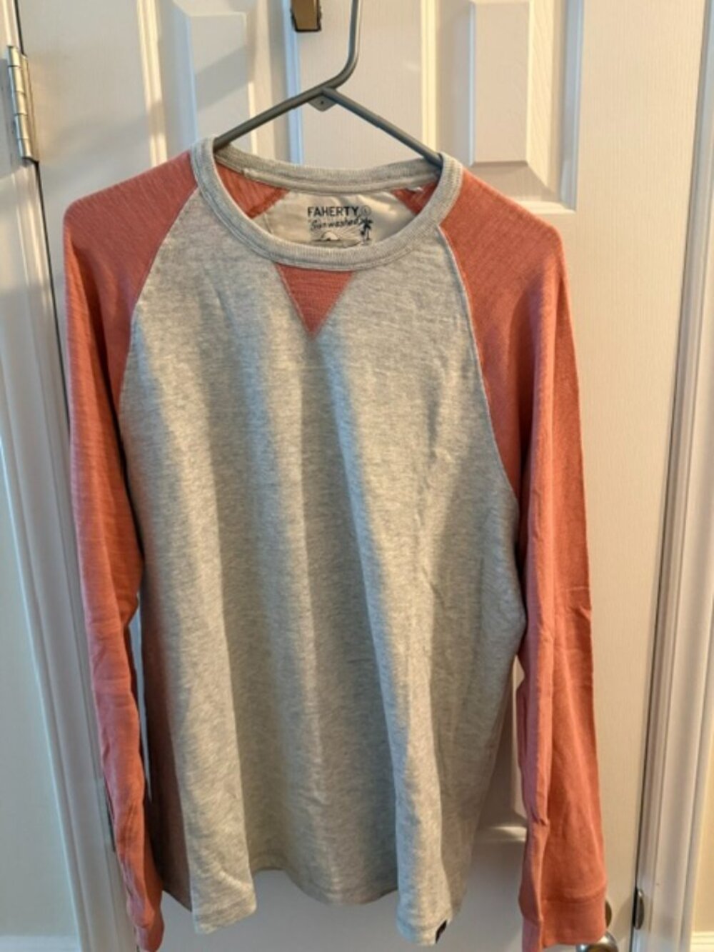 Sunwashed Slub Crew - Light Grey Heather/Faded Flag